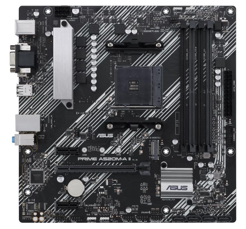 Mainboard ASUS AMD A520 SAM4 Micro-ATX Memory DDR4 Memory slots 2 2xPCI-Express 3 0 1x 1xPCI-Express 3 0 16x 1xM 2 1x15pin D-sub 1xHDMI 1xDisplayPort 2xUSB 2 0 4xUSB 3 2 1xPS 2 3xAudio port PRIMEA520M-AII CSM