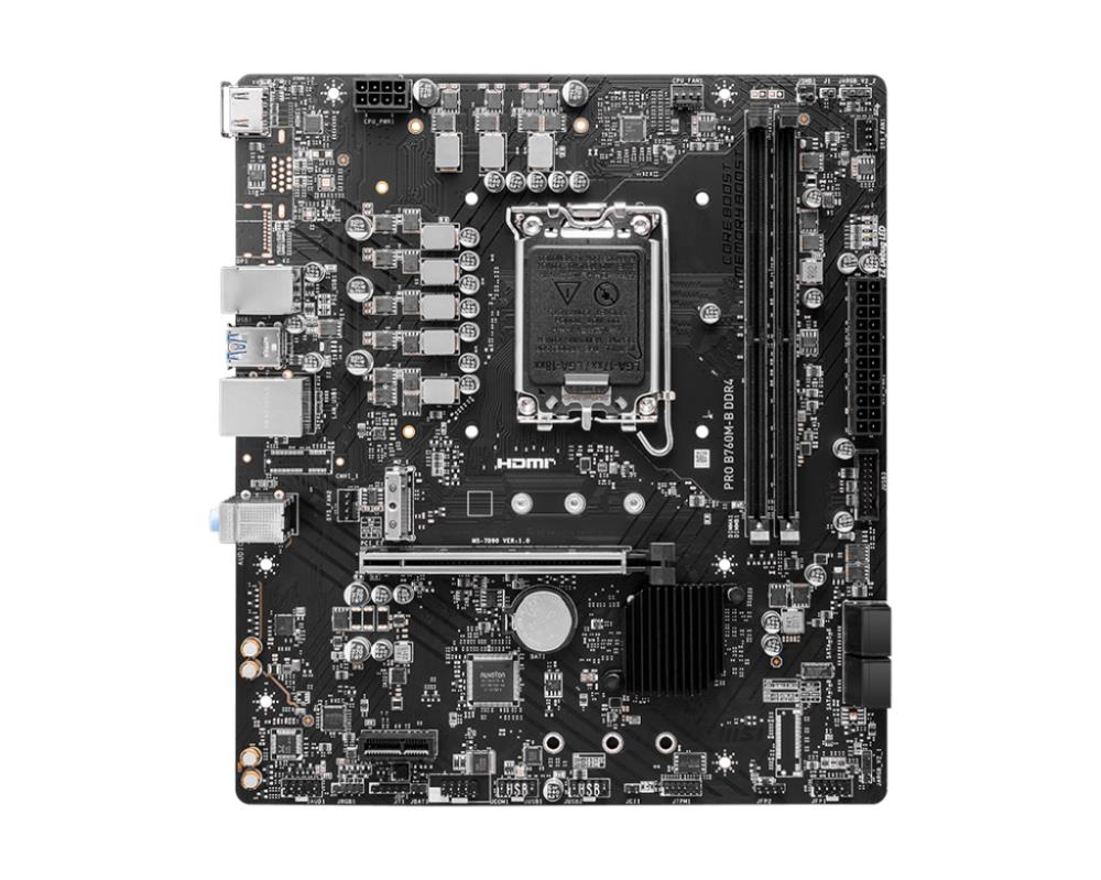 Mainboard MSI Intel B760 Express LGA1700 Micro-ATX Memory DDR4 Memory slots 2 1xPCI-Express 4 0 1x 1xPCI-Express 4 0 16x 1xM 2 1xHDMI 2xUSB 2 0 4xUSB 3 2 1xPS 2 1xRJ45 3xAudio port PROB760M-BDDR4