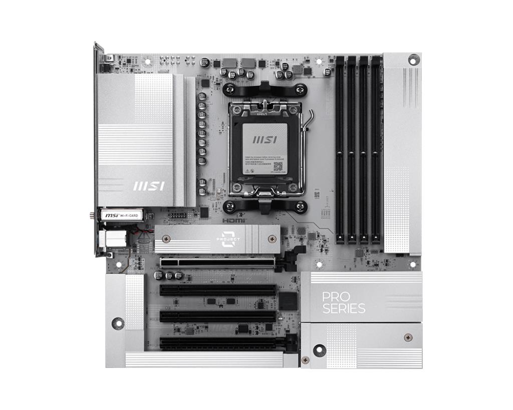 Mainboard MSI AMD B850 Socket AM5 micro ATX RAM DDR5-SDRAM 4xSlots Wi-Fi Yes Bluetooth Yes 1xPCI Express x4 slots 1xPCI Express x16 slots 2xNumber of M 2  M  slots PROB850M-AWIFIPZ