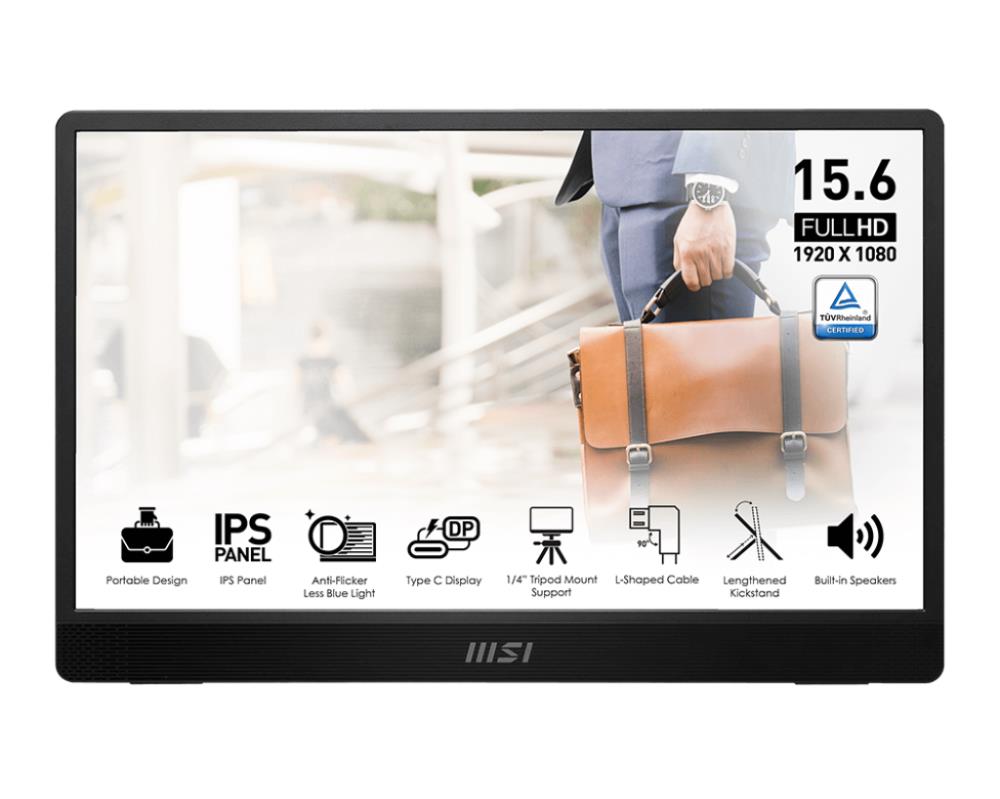 LCD Monitor MSI PRO MP161 E2 15 6   Business Panel IPS 1920x1080 16 9 60Hz Matte 4 ms Speakers Colour Black PROMP161E2