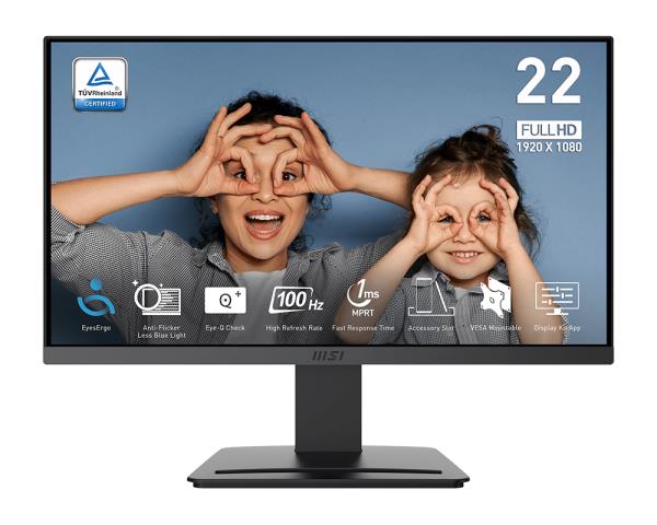 Monitor MSI PRO MP223 E2 21 45   Business Matte Panel VA 1920x1080 16 9 100 Hz 1 ms Colour Black PROMP223E2