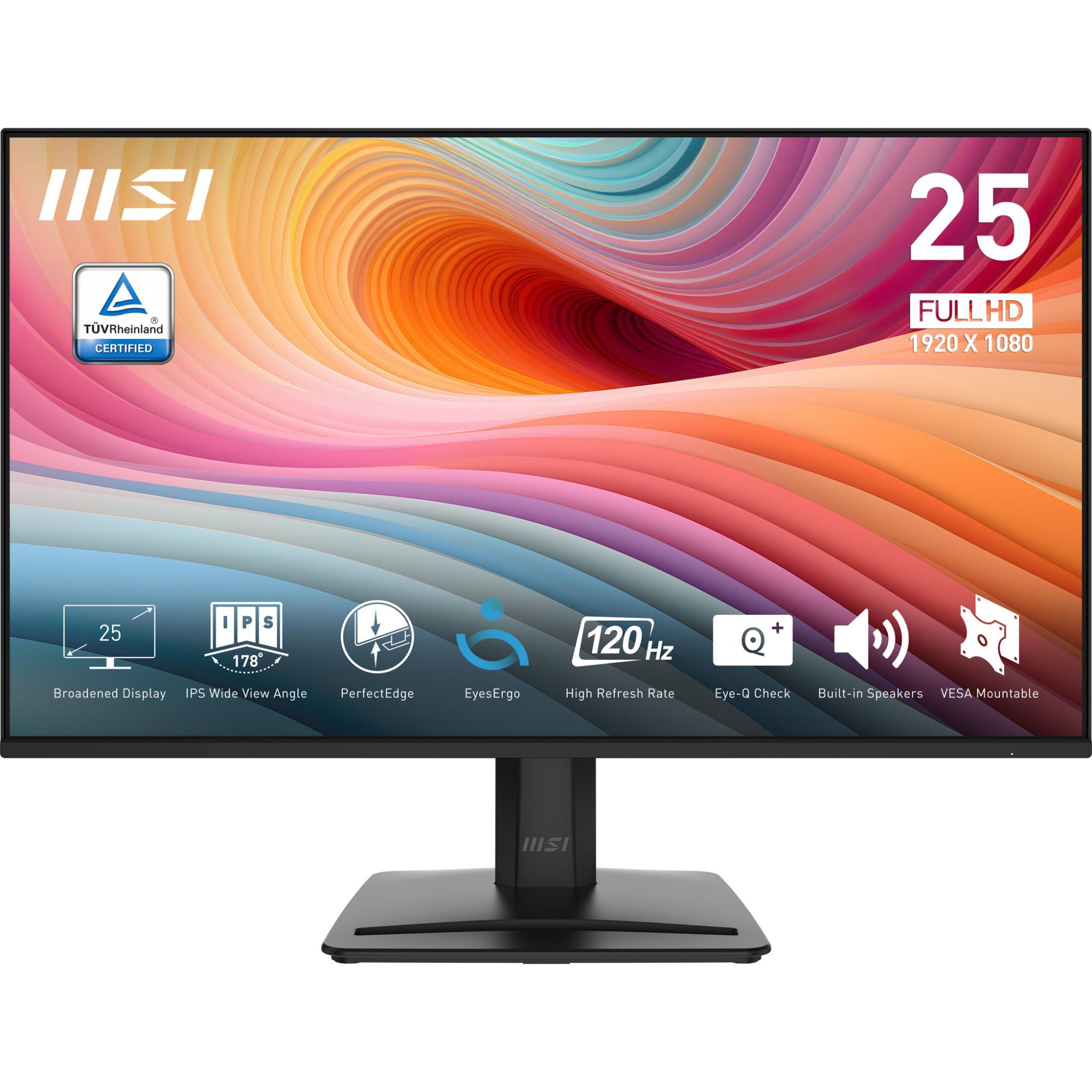 LCD Monitor MSI PRO MP251 E2 24 5   Business Panel IPS 1920x1080 16 9 120 Hz 1 ms Speakers Colour Black PROMP251E2