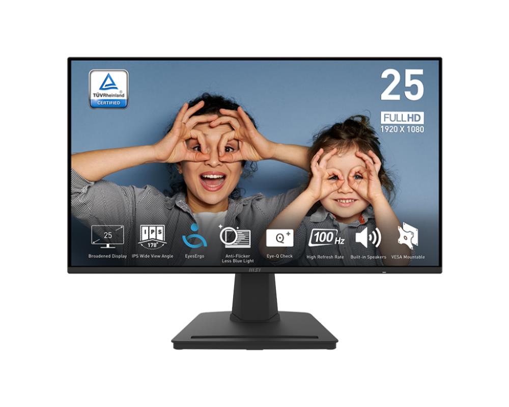 LCD Monitor MSI PRO MP252 24 5   Panel IPS 1920x1080 16 9 100Hz Matte 1 ms Speakers Tilt Colour Black PROMP252