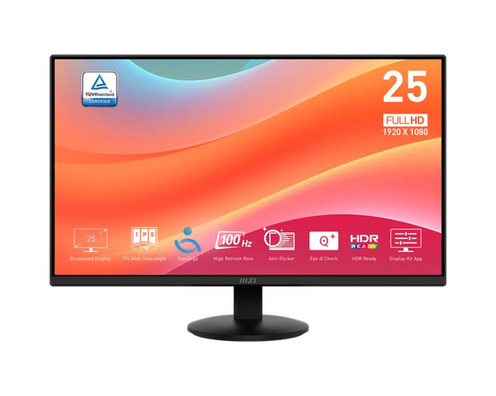 LCD Monitor MSI PRO MP252L 24 5   Business Tilt Panel IPS 1920x1080 16 9 100 Hz 1 ms Colour Black PROMP252L
