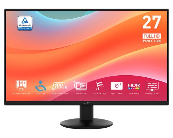 LCD Monitor MSI PRO MP272L 27   Business Matte Panel IPS 1920x1080 16 9 100Hz 1 ms Tilt Colour Black PROMP272L