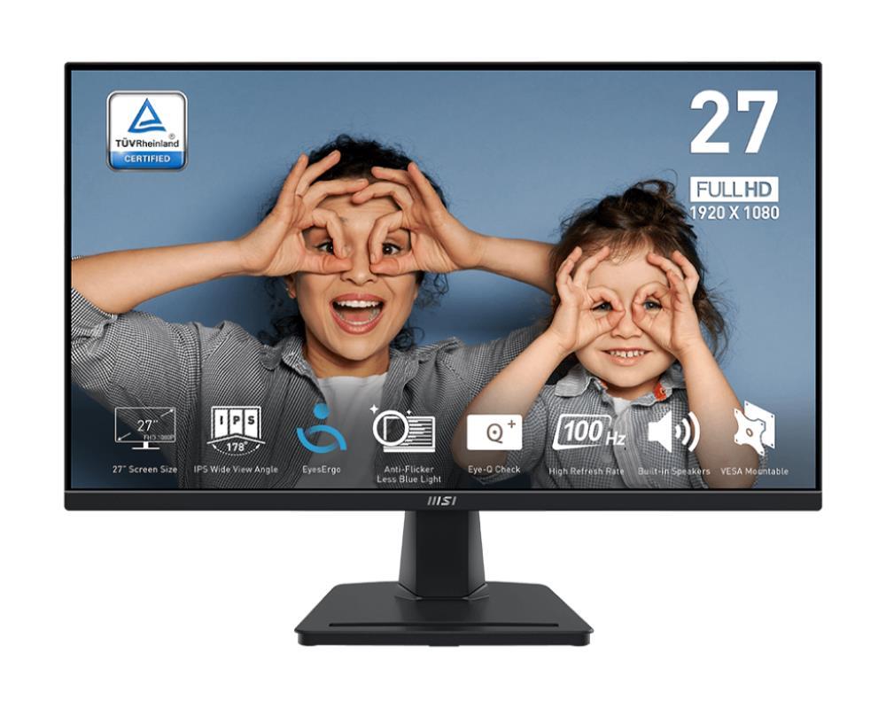 LCD Monitor MSI PRO MP275 27   Business Matte Panel IPS 1920x1080 16 9 100Hz 4 ms Speakers Colour Black PROMP275