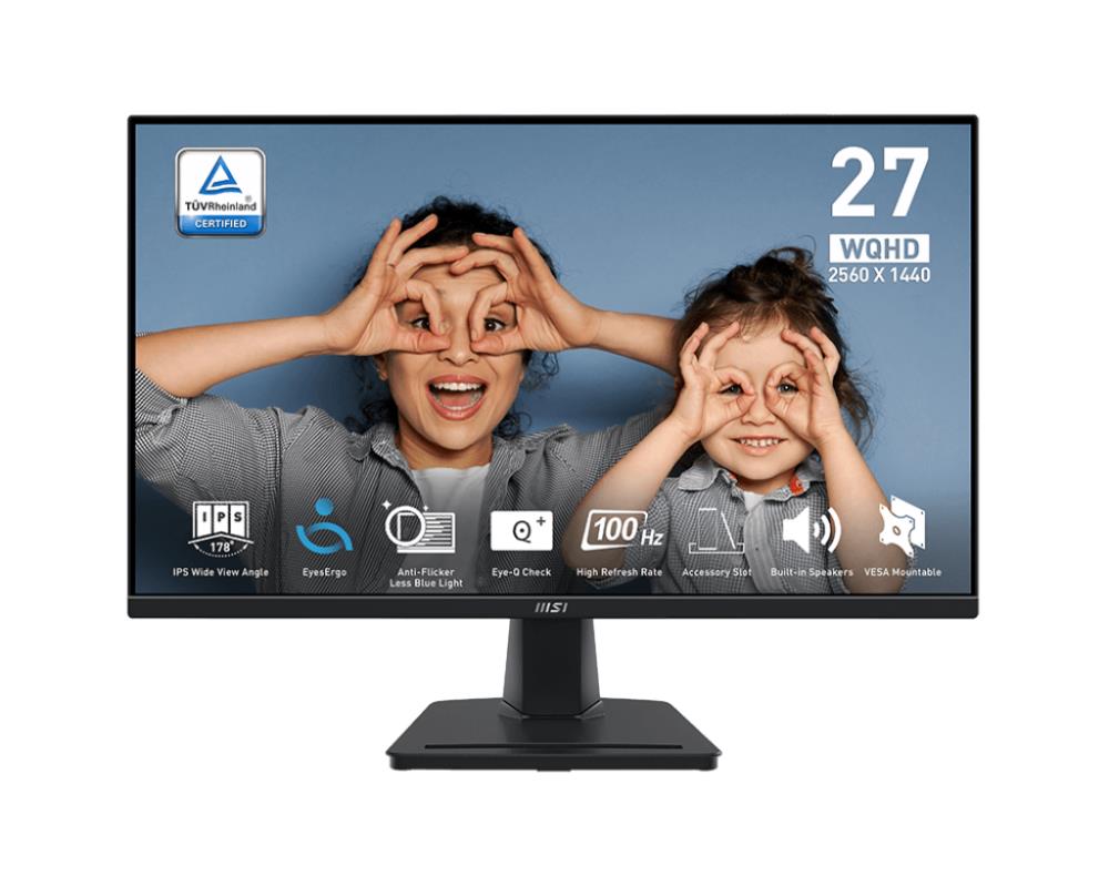 LCD Monitor MSI PRO MP275Q 27   Panel IPS 2560x1440 16 9 100Hz Matte 1 ms Speakers Tilt Colour Black PROMP275Q