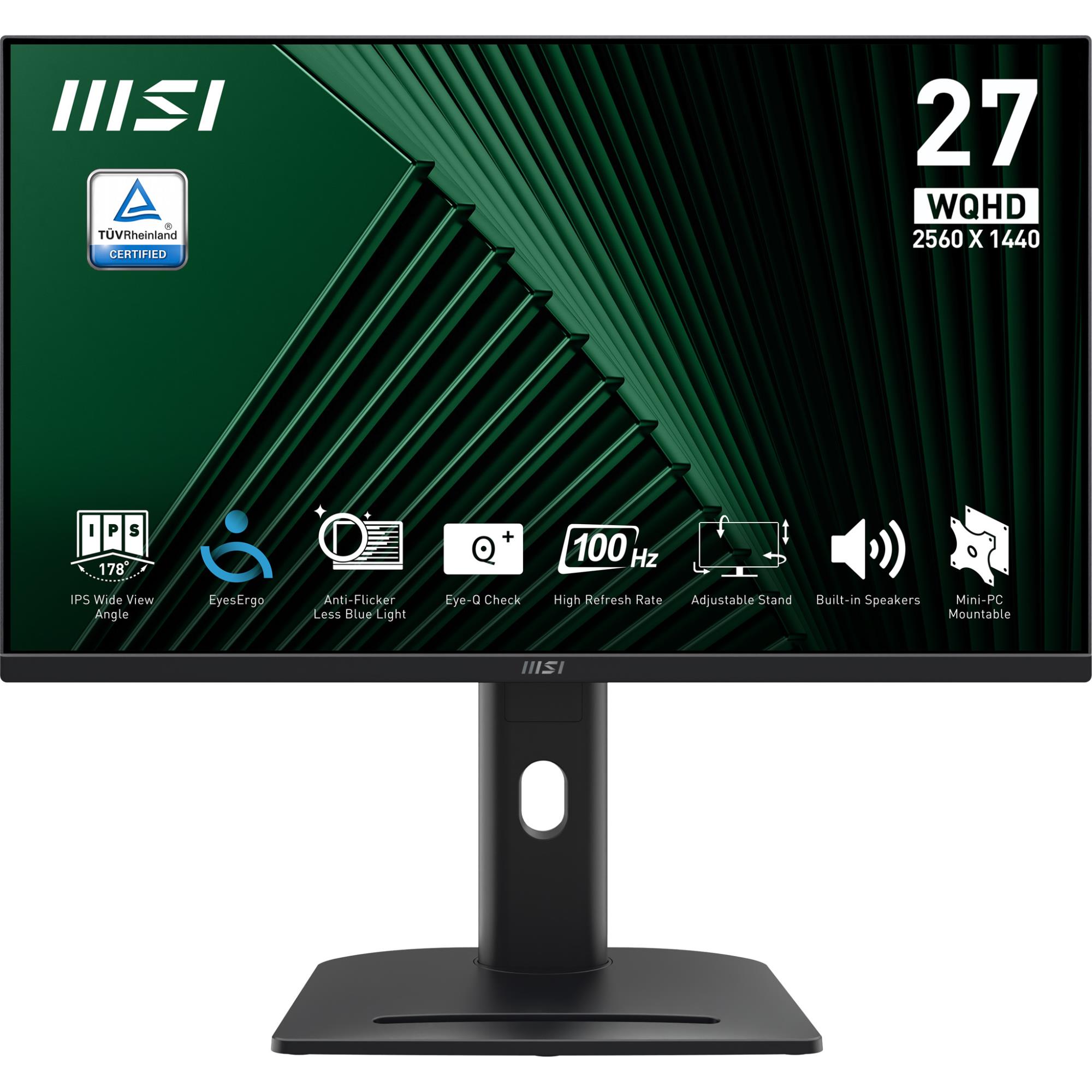 LCD Monitor MSI PRO MP275QPG 27   Business Panel IPS 2560x1440 16 9 100 Hz 1 ms Speakers PROMP275QPG