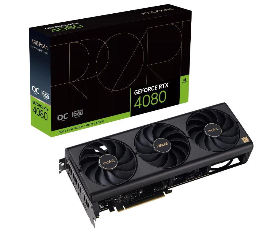 Graphics Card ASUS NVIDIA GeForce RTX 4080 16 GB GDDR6X 256 bit PCIE 4.0 16x 1xHDMI 3xDisplayPort PROART-RTX4080-O16G