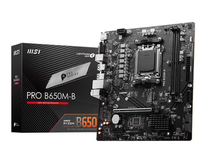 Mainboard MSI AMD B650 SAM5 Micro-ATX Memory DDR5 Memory slots 2 1xPCI-Express 3 0 1x 1xPCI-Express 4 0 16x 1xM 2 1x15pin D-sub 1xHDMI 2xUSB 2 0 4xUSB 3 2 2xPS 2 1xRJ45 3xAudio port PROB650M-B
