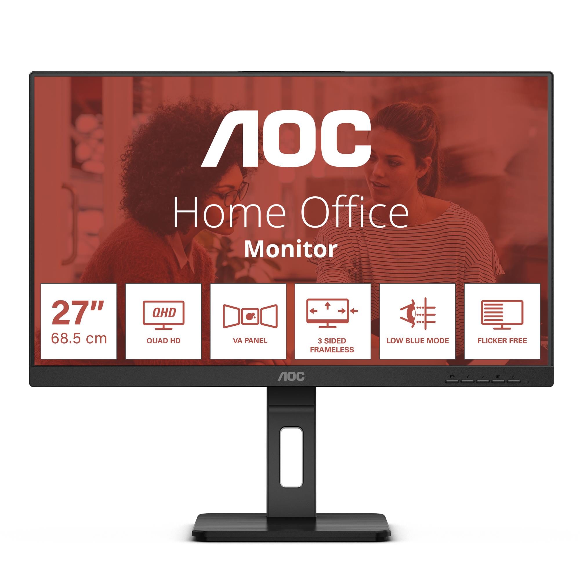 LCD Monitor AOC 27    2560 x 1440 pixels Quad HD Native aspect ratio 16 9 Flat Q27E3UMF