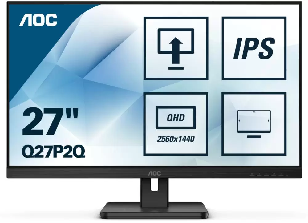 LCD Monitor AOC Q27P2Q 27   Panel IPS 2560x1440 16 9 75Hz 4 ms Speakers Swivel Pivot Height adjustable Tilt Colour Black Q27P2Q