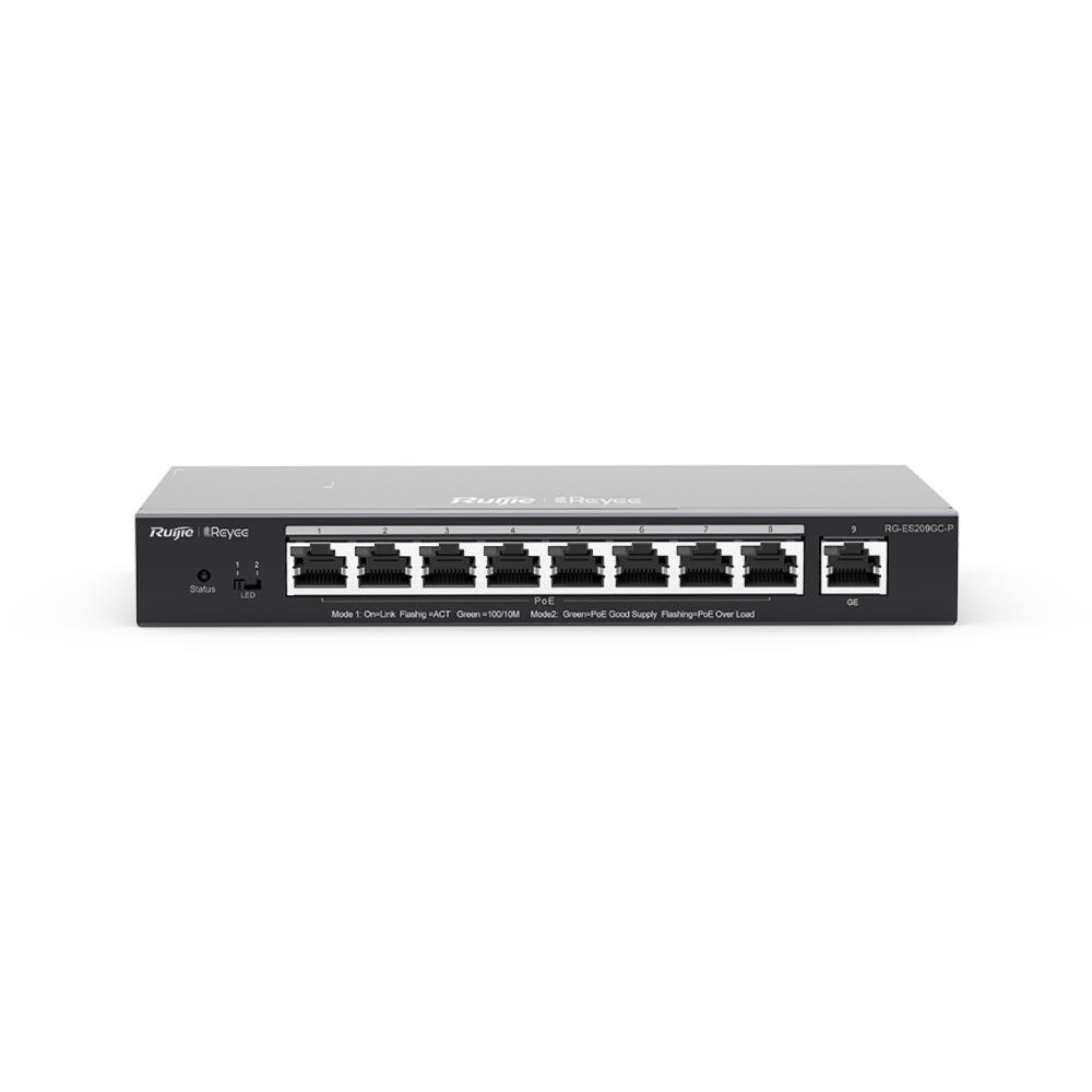 Switch RUIJIE Type L2 9x10Base-T   100Base-TX   1000Base-T PoE+ ports 8 RG-ES209GC-P