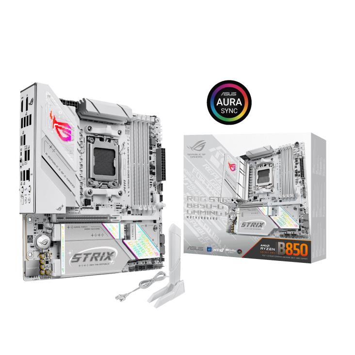 Mainboard ASUS AMD B850 SAM5 Micro-ATX Memory DDR5 Memory slots 4 1xPCI-Express 5 0 16x 4xM 2 1xHDMI 1xDisplayPort 2xUSB 2 0 4xUSB 3 2 4xUSB-C 1xOptical S PDIF 1xRJ45 2xAudio port STRIXB850-GGAMINGWIFI