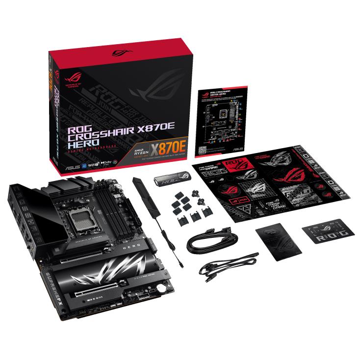 Mainboard ASUS AMD X870E SAM5 ATX Memory DDR5 Memory slots 4 2xPCI-Express 4 0 16x 2xPCI-Express 5 0 16x 4xM 2 1xHDMI 1xAudio-In 1xAudio-Out 6xUSB 3 2 2xUSB-C 2xUSB4 1xOptical S PDIF 1xRJ45 ROGCROSSHAIRX870EHERO