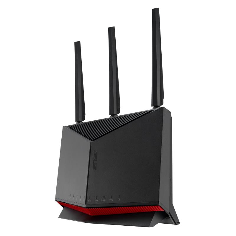Wireless Router ASUS 6800 Mbps Mesh Wi-Fi 5 Wi-Fi 6 Wi-Fi 6e Wi-Fi 7 IEEE 802 11a IEEE 802 11b IEEE 802 11g IEEE 802 11n IEEE 802 11ac IEEE 802 11ax USB 2 0 3x2 5GbE LAN    WAN ports 2 Number of antennas 4 RT-BE86U