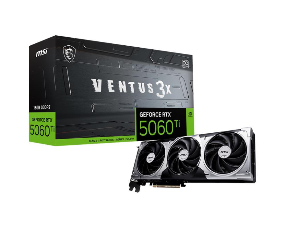 Graphics Card MSI NVIDIA GeForce RTX 5060 Ti 16 GB GDDR7 128 bit PCIE 5 0 16x Triple slot Fansink 1xHDMI 3xDisplayPort RTX5060TI16GVEN3XOC