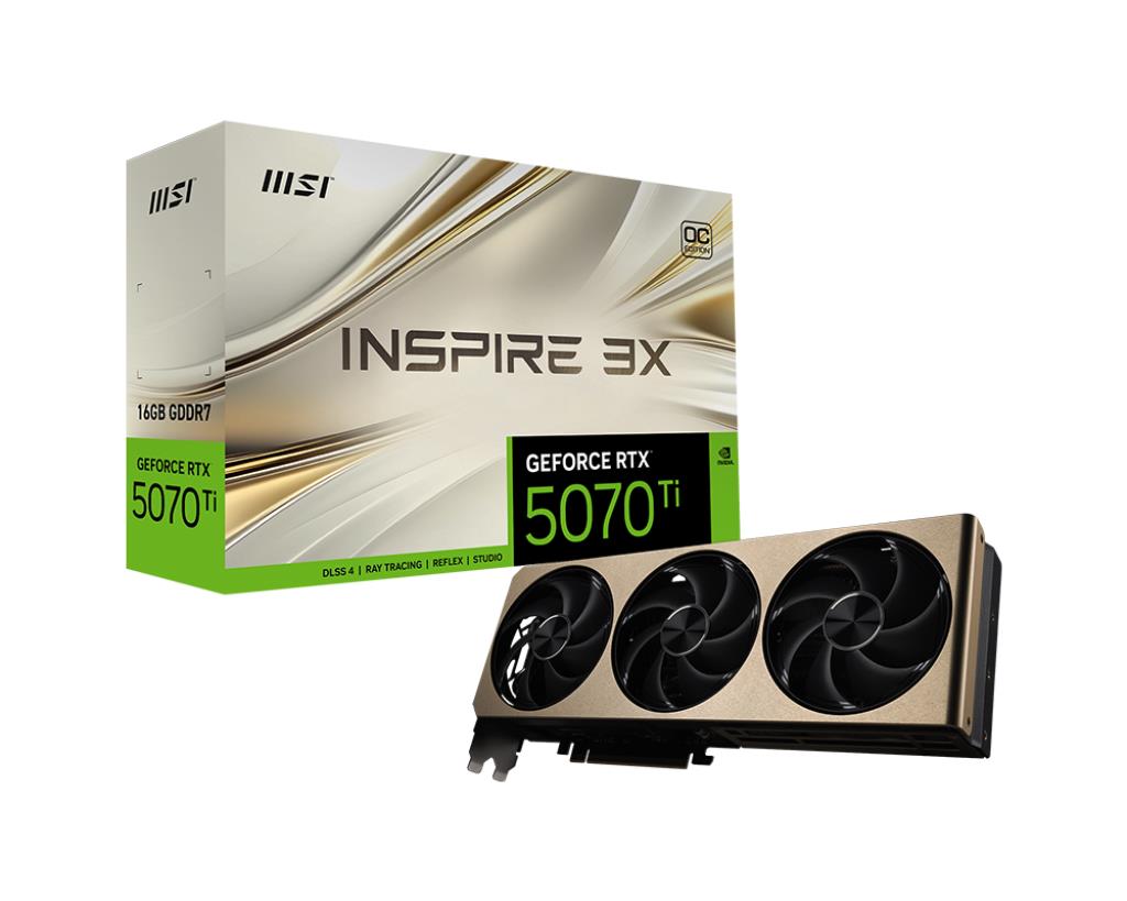 Graphics Card MSI NVIDIA GeForce RTX 5070 Ti 16 GB GDDR7 256 bit PCIE 5 0 16x Triple slot Fansink 5070TI16GINSPIRE3XOC
