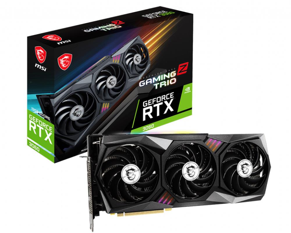 Graphics Card MSI NVIDIA GeForce RTX 3060 12 GB GDDR6 192 bit PCIE 4.0 16x 1xHDMI 3xDisplayPort RTX3060GAMINGZTRIO12G