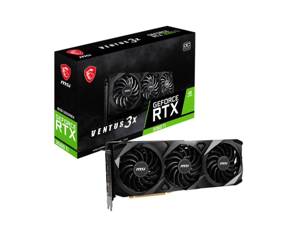 Graphics Card MSI NVIDIA GeForce RTX 3060 Ti 8 GB GDDR6X 256 bit PCIE 4.0 16x Active 1xHDMI 3xDisplayPort RTX3060TIVENTUS3X8GD6XOC