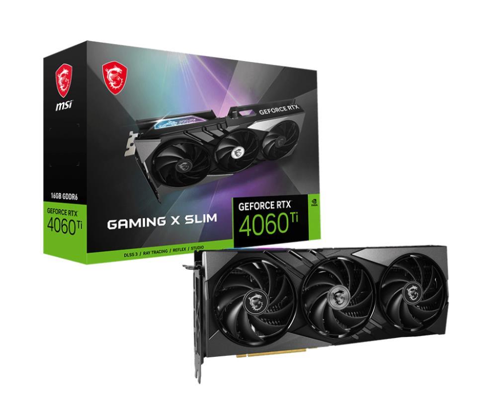 Graphics Card MSI NVIDIA GeForce RTX 4060 Ti 16 GB GDDR6 128 bit PCIE 4 0 8x 1xHDMI 3xDisplayPort RTX4060TIGAMXSLIM16G