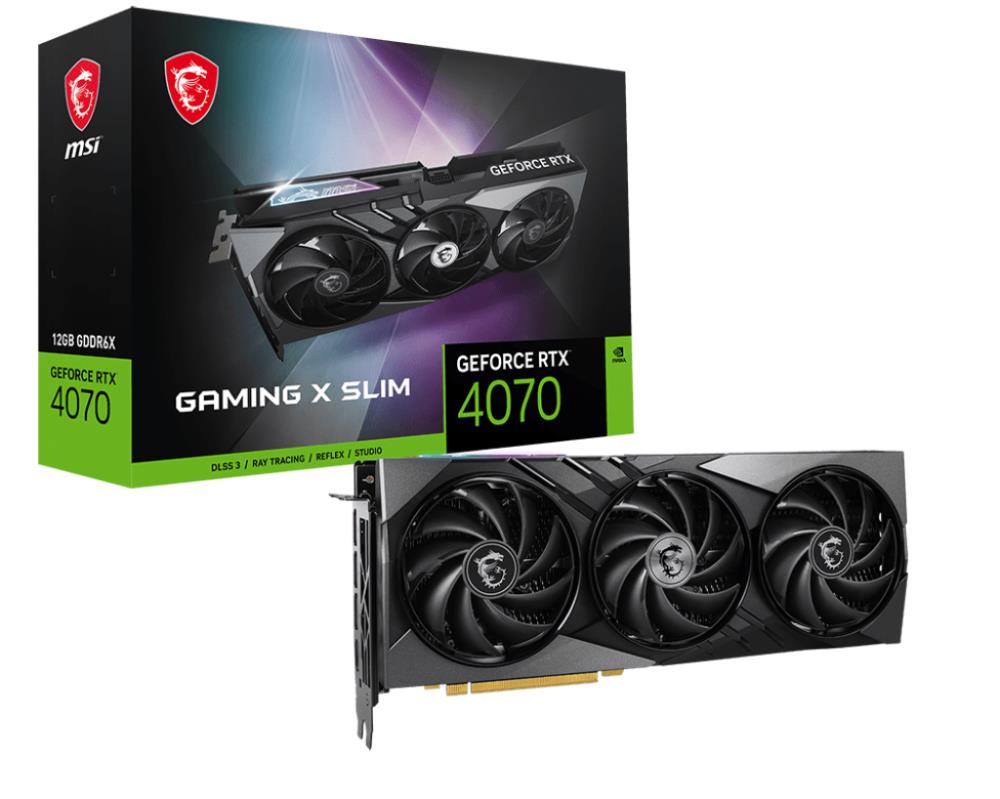 Graphics Card MSI NVIDIA GeForce RTX 4070 12 GB GDDR6X 192 bit PCIE 4.0 16x 1xHDMI 3xDisplayPort RTX4070GAMXSLIM12G