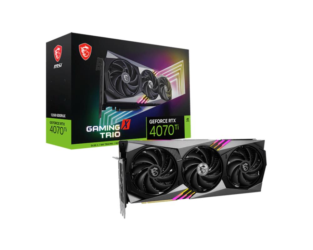 Graphics Card MSI NVIDIA GeForce RTX 4070 Ti 12 GB GDDR6X 192 bit PCIE 4.0 16x Triple slot Fansink 1xHDMI 3xDisplayPort RTX4070TIGAMXTRIO12G