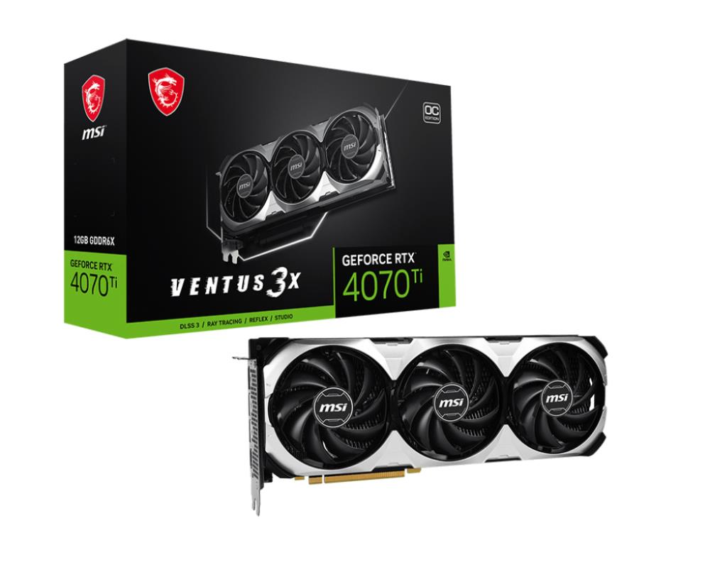 Graphics Card MSI NVIDIA GeForce RTX 4070 Ti 12 GB GDDR6X 192 bit PCIE 4.0 16x Dual Slot Fansink 1xHDMI 3xDisplayPort RTX4070TIVENTUS3X12GOC
