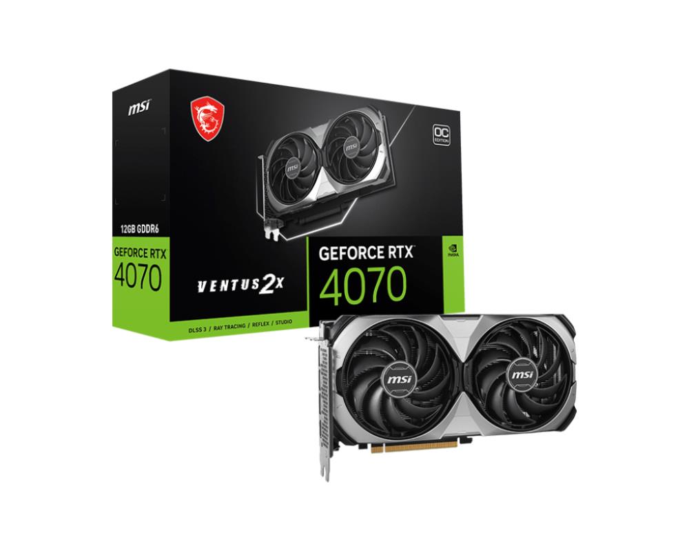 Graphics Card MSI NVIDIA GeForce RTX 4070 12 GB GDDR6 192 bit PCIE 4 0 16x Dual Slot Fansink 1xHDMI 3xDisplayPort RTX4070VEN2XE112GOC