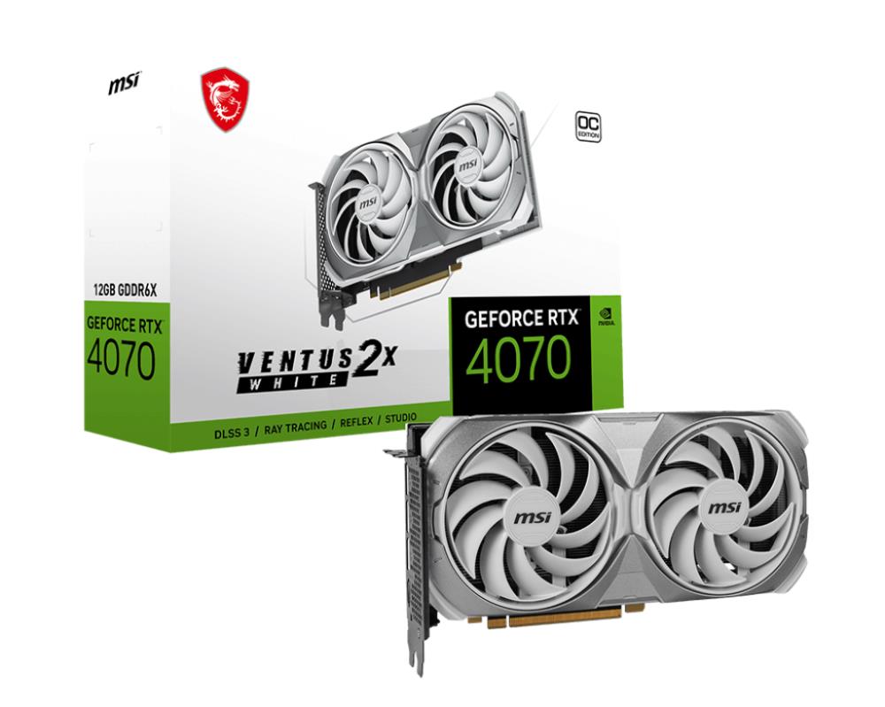 Graphics Card MSI NVIDIA GeForce RTX 4070 12 GB GDDR6X 192 bit PCIE 4 0 16x 1xHDMI 3xDisplayPort RTX4070VEN2XWHI12GOC