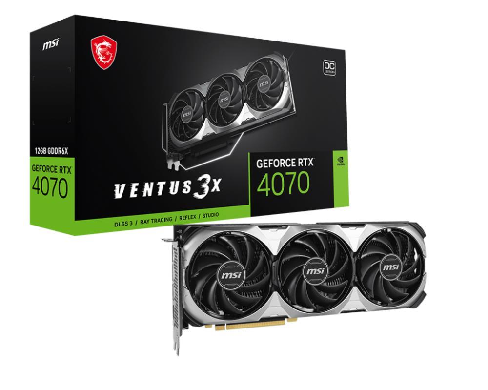 Graphics Card MSI NVIDIA GeForce RTX 4070 12 GB GDDR6X 192 bit PCIE 4.0 16x 1xHDMI 3xDisplayPort RTX4070VEN3XE12GOC