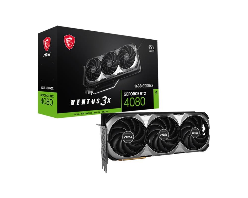 Graphics Card MSI NVIDIA GeForce RTX 4080 16 GB GDDR6X 256 bit PCIE 4.0 16x 2xHDMI 2xDisplayPort RTX408016GBVENT3XEOC