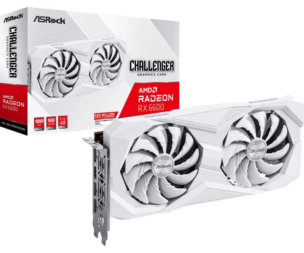 Graphics Card ASROCK AMD Radeon RX 6600 8 GB GDDR6 128 bit PCIE 4 0 8x GPU 1626 MHz Two and Half Slot Fansink 1xHDMI 3xDisplayPort RX6600CLW8G