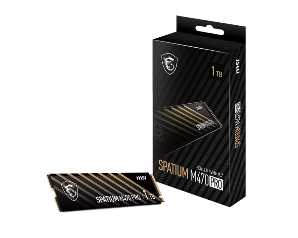 SSD MSI SPATIUM M470 PRO 1TB M 2 PCIe Gen4 NVMe 3D NAND Write speed 4500 MBytes sec Read speed 6000 MBytes sec 2 15mm TBW 320 TB MTBF 150000 hours S78-440L0J0-P83
