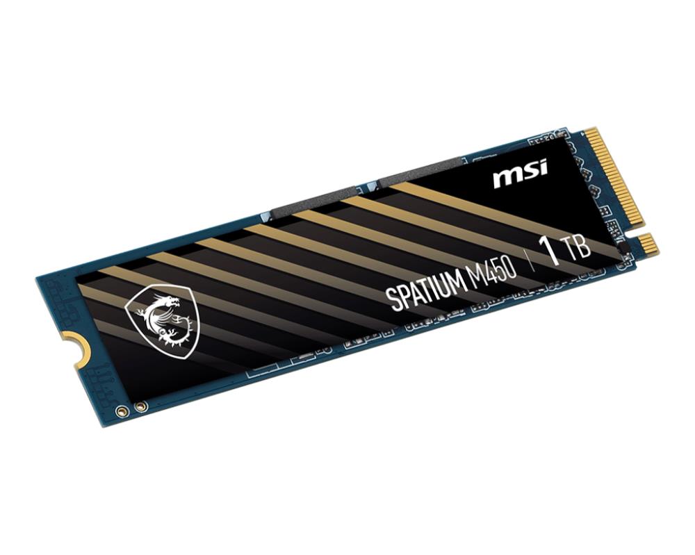SSD MSI SPATIUM M450 1TB M.2 PCIe Gen4 NVMe 3D NAND Write speed 3000 MBytes sec Read speed 3600 MBytes sec 2.15mm TBW 600 TB MTBF 1500000 hours S78-440L980-P83
