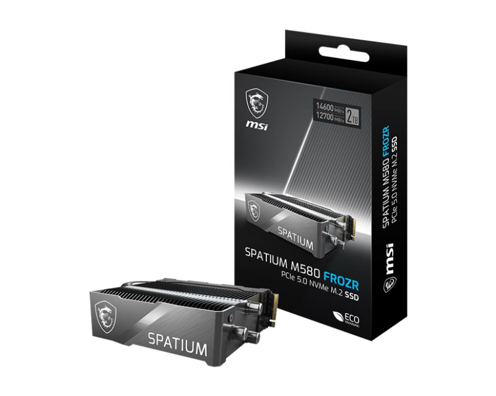 SSD MSI SPATIUM M580 FROZR 2TB M 2 PCIe Gen5 NVMe 3D NAND Write speed 12700 MBytes sec Read speed 14600 MBytes sec TBW 1400 TB MTBF 160000 hours S78-440Q780-P83