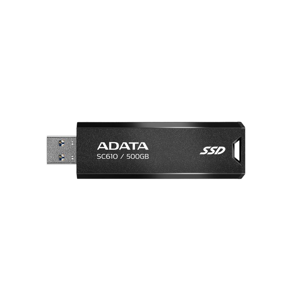 External SSD ADATA SC610 500GB USB 3 2 Write speed 500 MBytes sec Read speed 550 MBytes sec SC610-500G-CBK RD