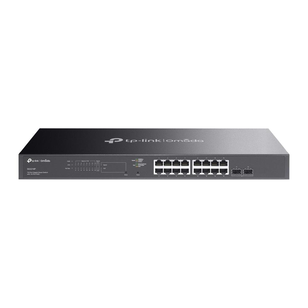 Switch TP-LINK Omada SG2218P Desktop pedestal 16x10Base-T   100Base-TX   1000Base-T 2xSFP PoE  ports 16 150 Watts SG2218P