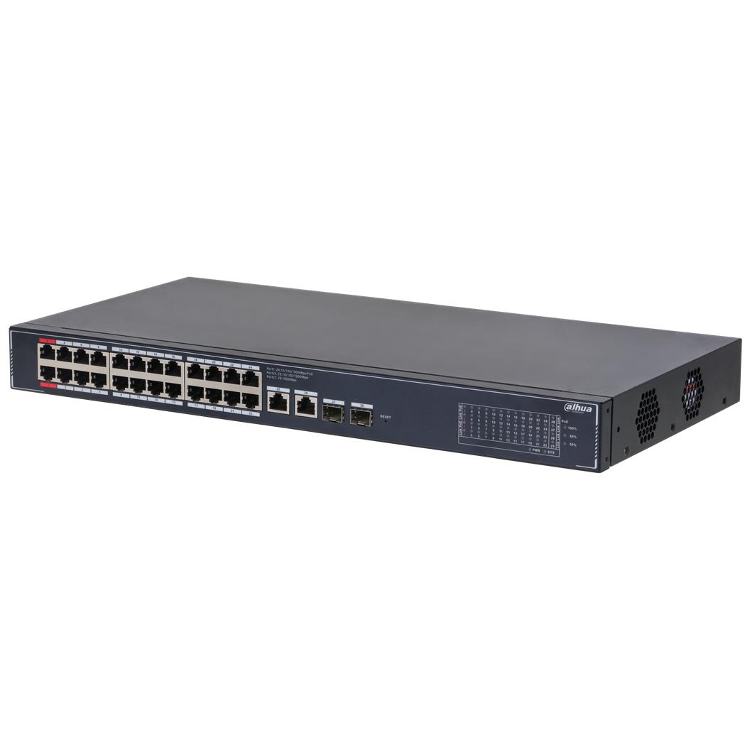 Switch DAHUA DH-SG4028LP 26xGigabit Ethernet  copper  ports quantity 2xSFP module slots quantity 4xPower over Ethernet  PoE  ports quantity Total Power over Ethernet  PoE  budget 240 W SG4028LP
