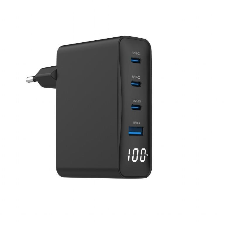 CHARGER USB 100W 4PORT GAN TA-UC-PDQC100LCD-01-BK GEMBIRD