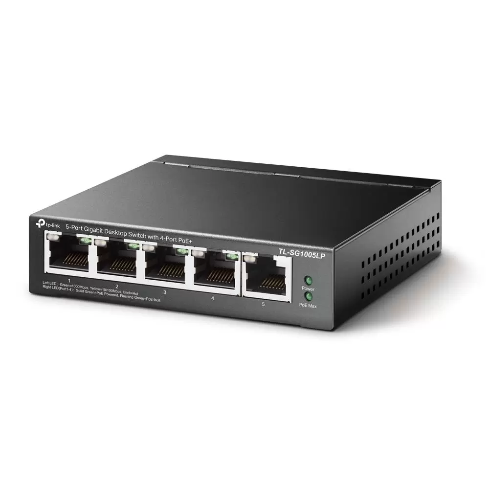 Switch TP-LINK Desktop pedestal 5x10Base-T   100Base-TX   1000Base-T PoE ports 1 TL-SG1005LP