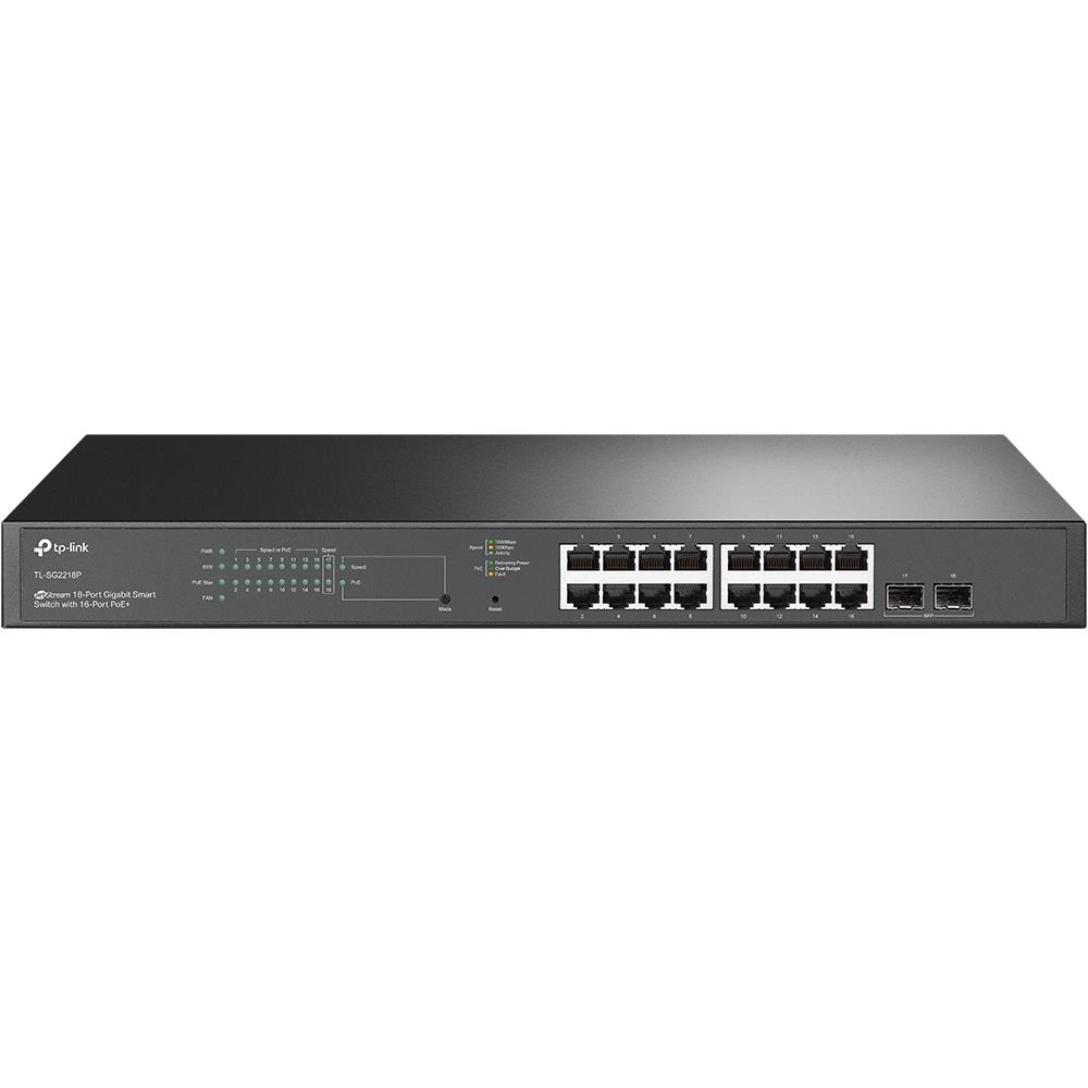 Switch TP-LINK JetStream TL-SG2218P Desktop pedestal 16x10Base-T   100Base-TX   1000Base-T 2xSFP PoE  ports 16 150 Watts TL-SG2218P