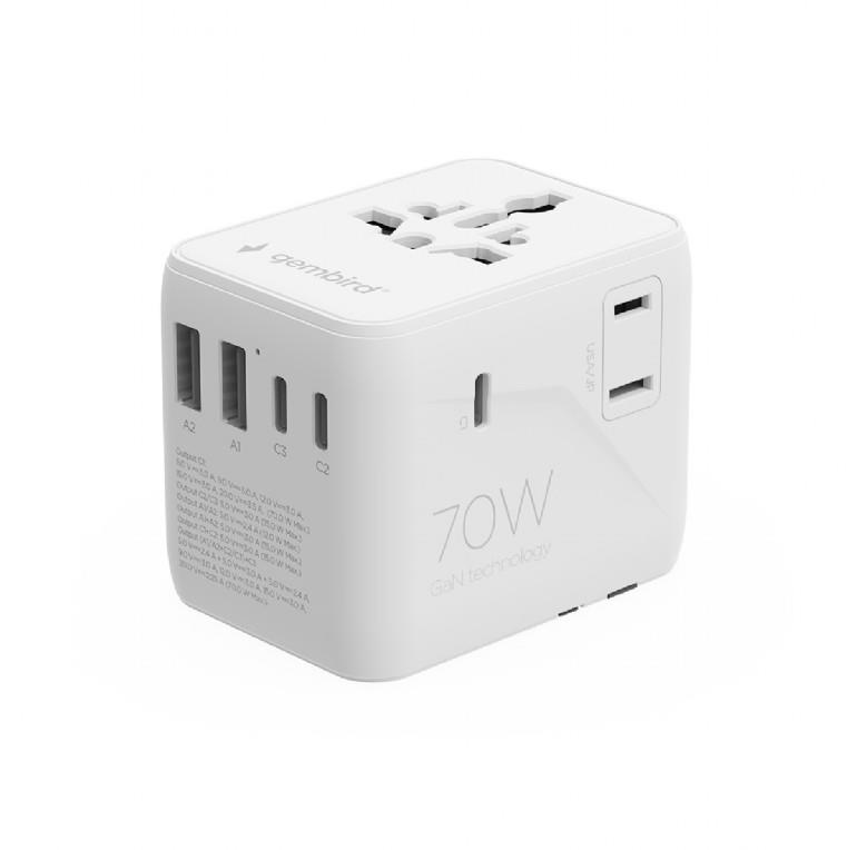POWER ADAPTER TRAVEL 70W WHITE TPA-2A3C70-01-W GEMBIRD