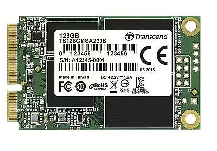 SSD TRANSCEND 128GB mSATA SATA 3 0 Write speed 400 MBytes sec Read speed 550 MBytes sec MTBF 2000000 hours TS128GMSA230S