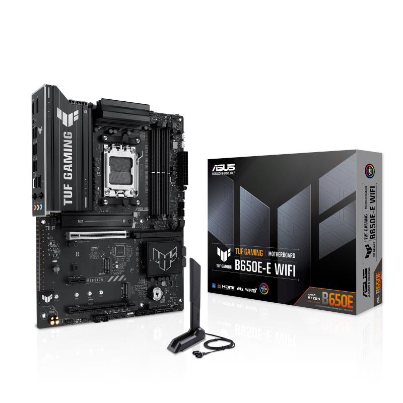 Mainboard ASUS AMD B650 ATX Memory DDR5 Memory slots 4 1xPCI-Express 4 0 1x 1xPCI-Express 4 0 16x 1xPCI-Express 5 0 16x 3xM 2 1xHDMI 1xDisplayPort 3xUSB 2 0 3xUSB 3 2 2xUSB-C 3xAudio port TUFGAMINGB650E-EWIFI