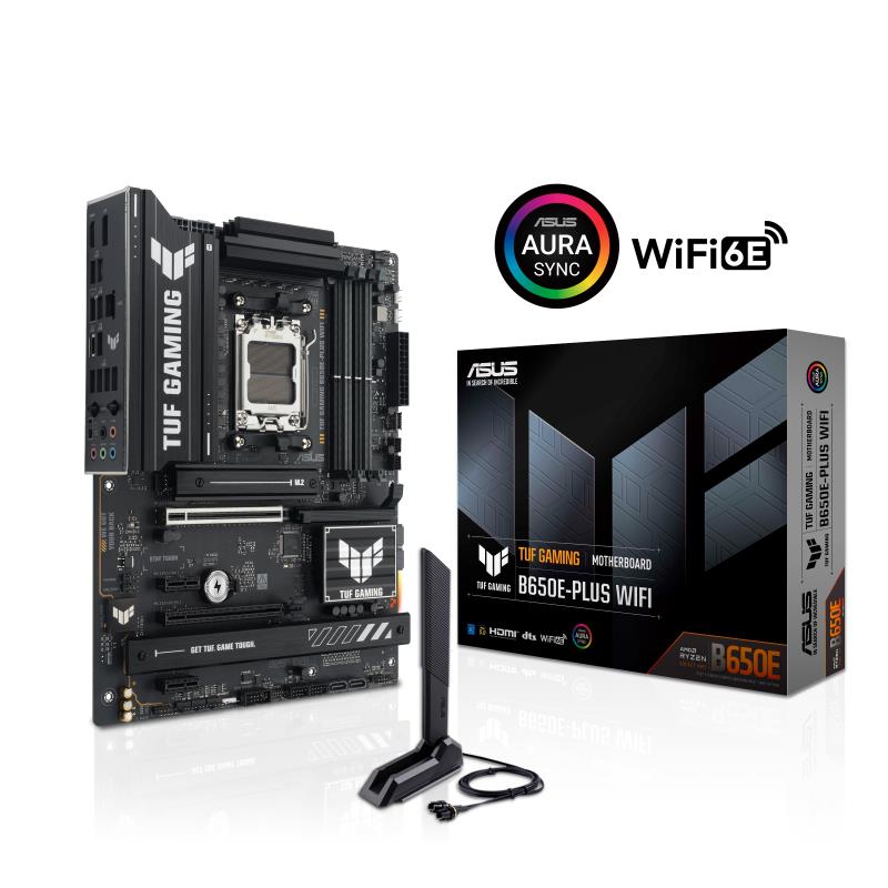 Mainboard ASUS AMD B650 SAM5 ATX Memory DDR5 Memory slots 4 1xPCI-Express 4 0 1x 1xPCI-Express 4 0 16x 1xPCI-Express 5 0 16x 3xM 2 1xHDMI 1xDisplayPort 6xUSB 2 0 3xUSB 3 2 1xUSB-C 1xRJ45 3xAudio port TUFGAMINGB650EPLUSWIFI