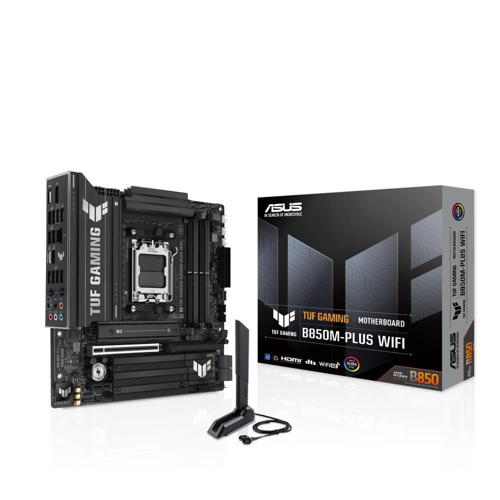 Mainboard ASUS AMD B850 SAM5 Micro-ATX Memory DDR5 Memory slots 4 1xPCI-Express 4 0 1x 1xPCI-Express 4 0 16x 1xPCI-Express 5 0 16x 3xM 2 1xHDMI 1xDisplayPort 11xUSB 2 0 2xUSB-C 1xRJ45 5xAudio port GAMINGB850M-PLUSWIFI