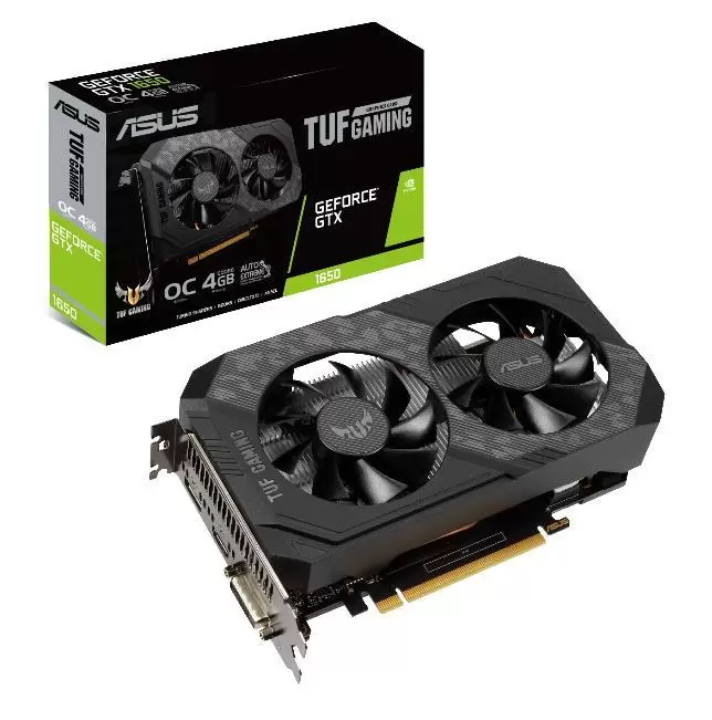 Graphics Card ASUS NVIDIA GeForce GTX 1650 4 GB 128 bit PCIE 3.0 16x GDDR6 GPU 1410 MHz Dual Slot Fansink 1xDVI 1xHDMI 1xDisplayPort TUF-GTX1650-O4GD6-GAMING
