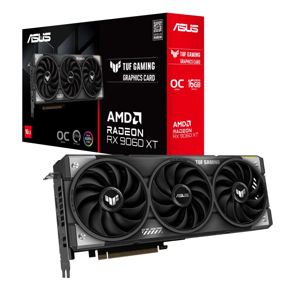Graphics Card ASUS AMD Radeon RX 9060 XT 16 GB GDDR6 128 bit PCIE 5 0 16x Triple slot Fansink 1xHDMI 2xDisplayPort TUF-RX9060XT-O16G-GAMING