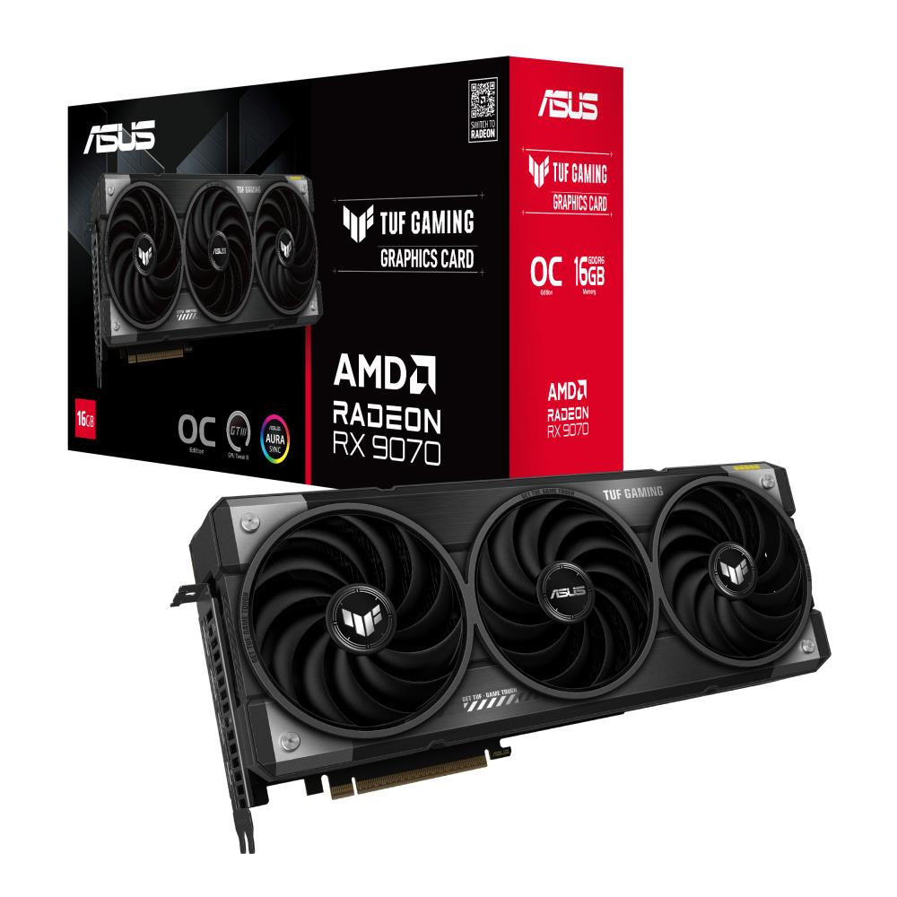 Graphics Card ASUS AMD Radeon RX 9070 16 GB GDDR6 256 bit PCIE 5 0 16x Triple slot Fansink 1xHDMI 3xDisplayPort TUF-RX9070-O16G-GAMING